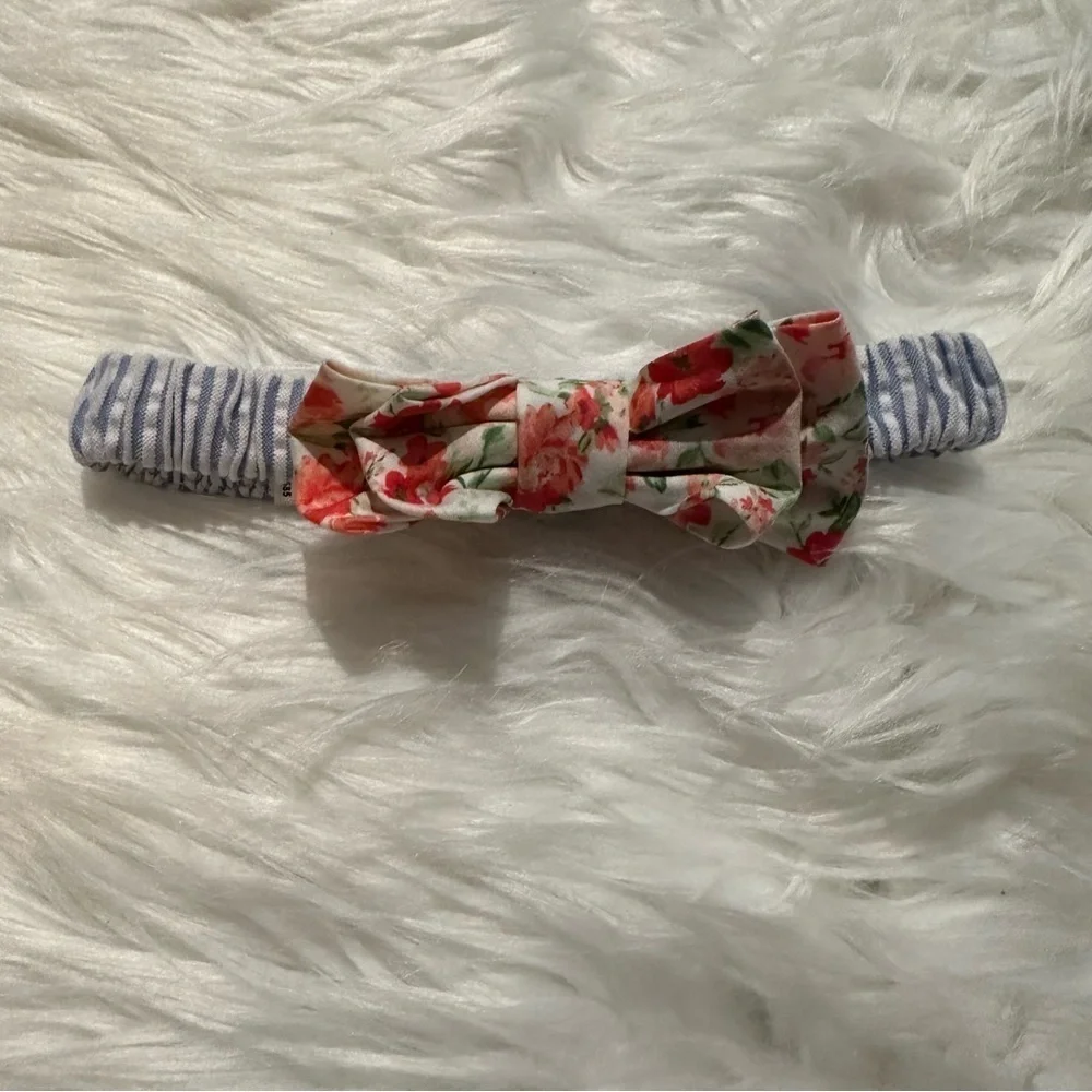 Bonnie Baby‎ Girls 12M Blue Floral Stripe 3-Piece Dress Set